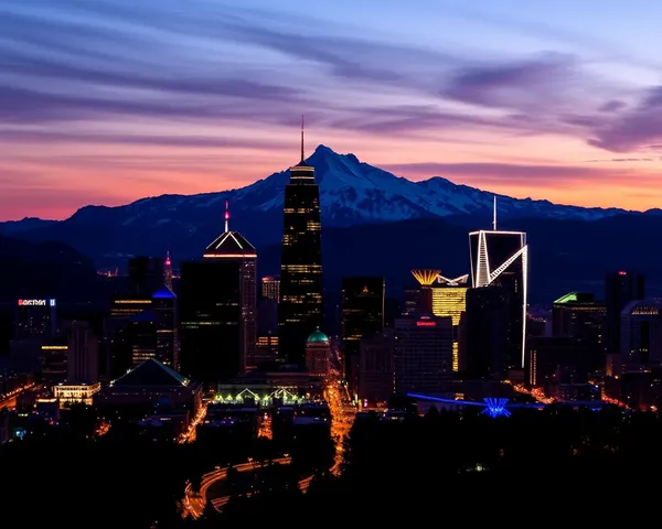 Vue panoramique des Nuggets PNG : image haute résolution de la skyline de la ville avec logo des Nuggets