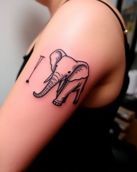 Éléphant simple en tatouage avec palette de couleurs minimaliste