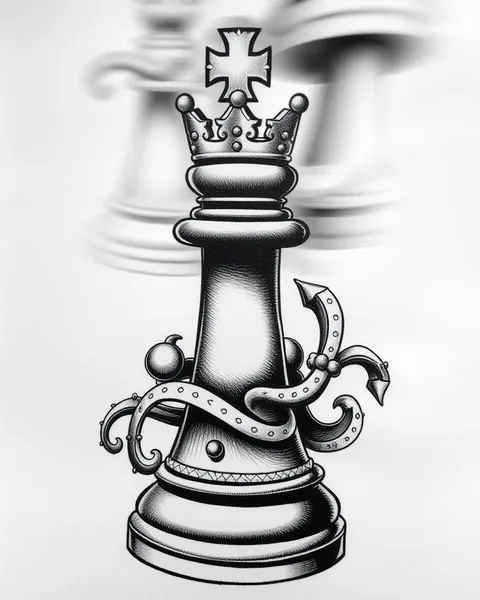 Œuvre d'art de tatouage en forme de pièce de roi d'échecs