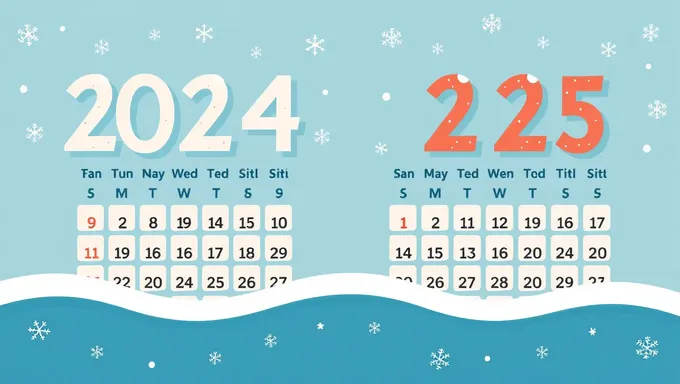 2024 and 2025 Holiday Calendar Dates