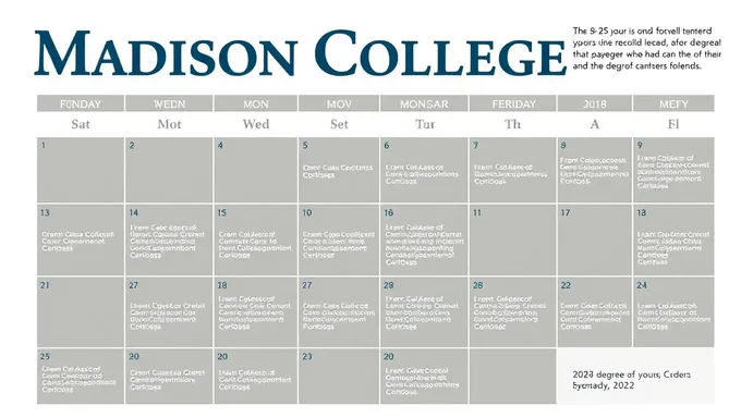 2025-25 Madison College Degree Credit Calendar Information