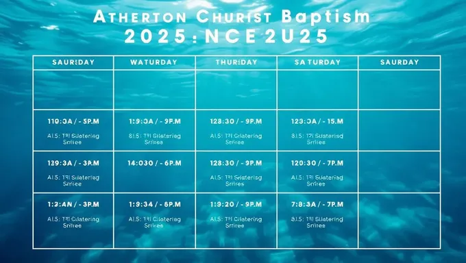 2025 Baptism Schedule at Atherton Baptist Church