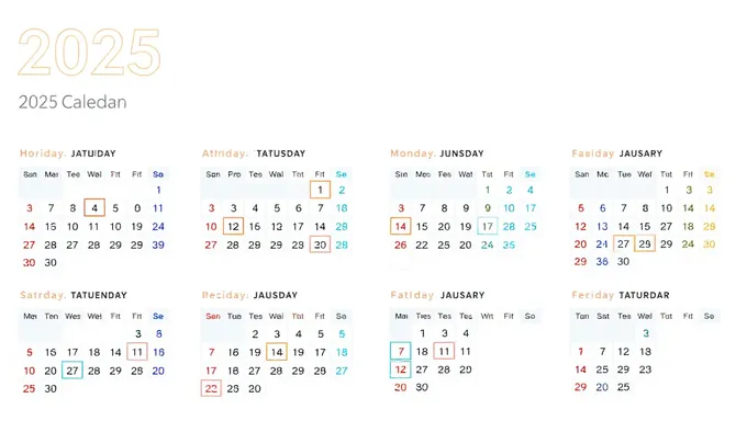 2025 Calendar Printable with Major Holidays and Dates