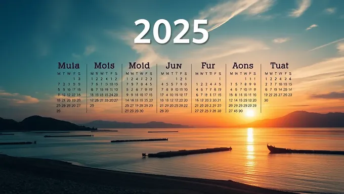 2025 Days by Week Calendar Overview