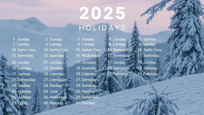 2025 Holiday Calendar: A List of Important Dates