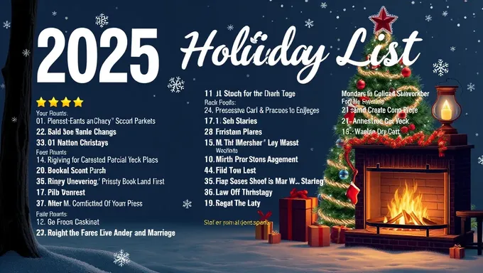 2025 Holiday List Released for Planning Purposes Only