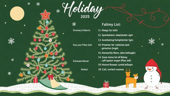 2025 Holiday List for Travel and Leisure Planning