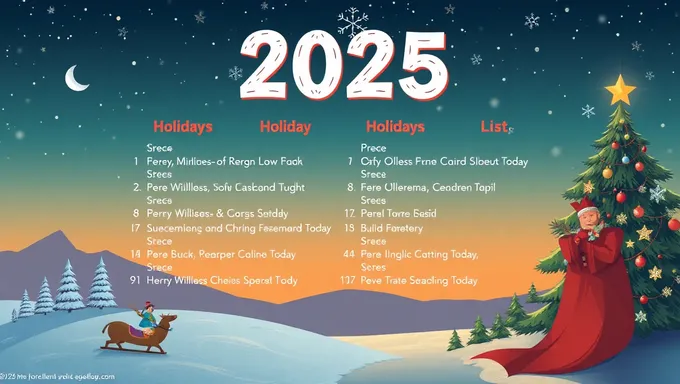 2025 Holiday List for Upcoming Year Announced Officially