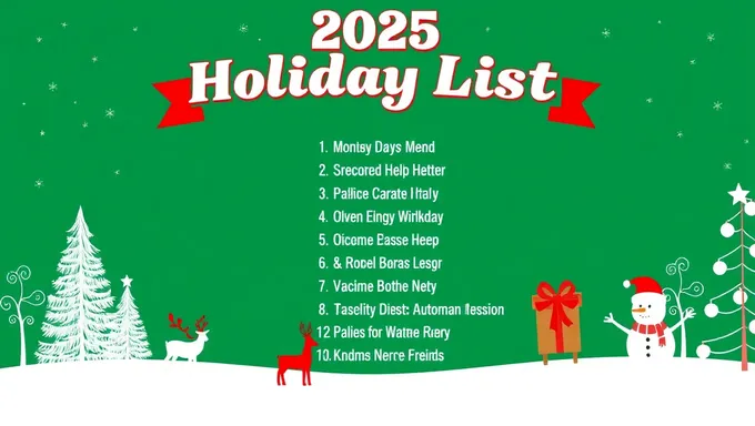 2025 Holiday List for Vacation Planning and Booking