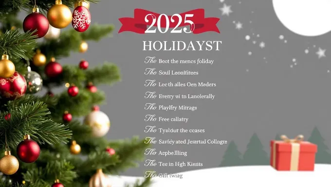 2025 Holiday Schedule Announced for Upcoming Year