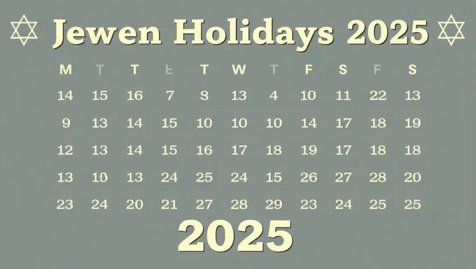 2025 Jewish Holiday Calendar with Important Dates