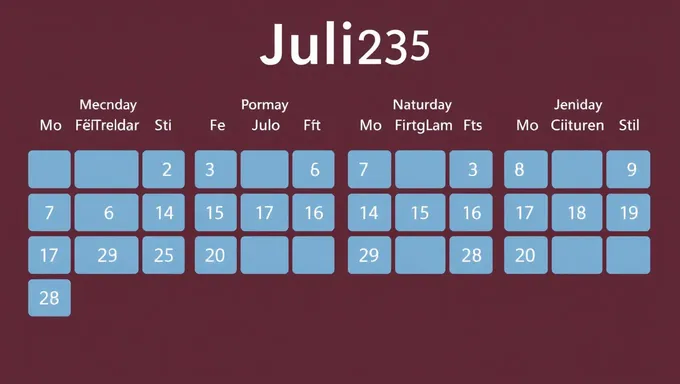 2025 July Calendar for a Young Boy