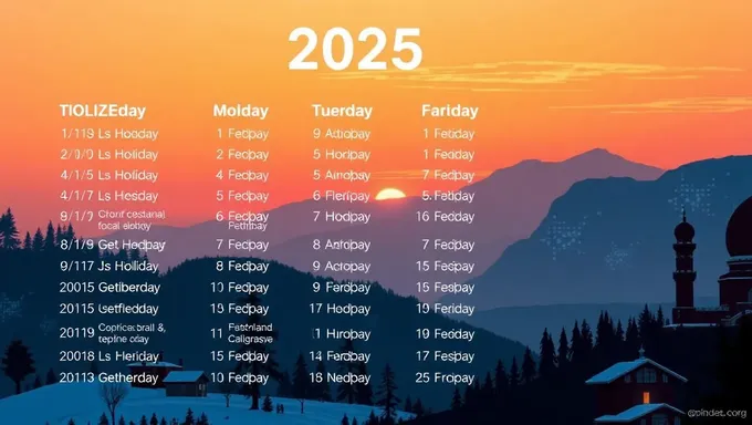 2025 List of Federal and Public Holidays Schedule