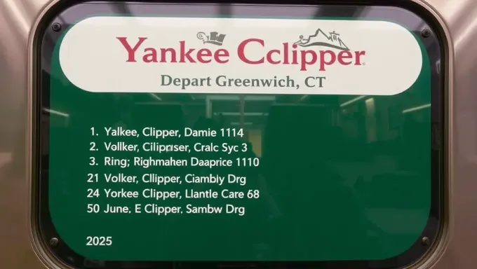 2025 Yankee Clipper Train Schedule from Greenwich CT