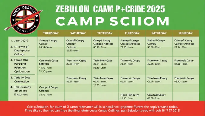 2025 Zebulon Camp Schedule Now Online