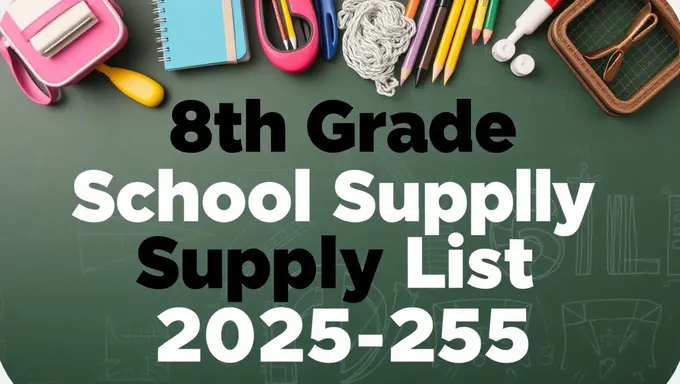 8th Grade School Supplies 2025-25 Parent Guide