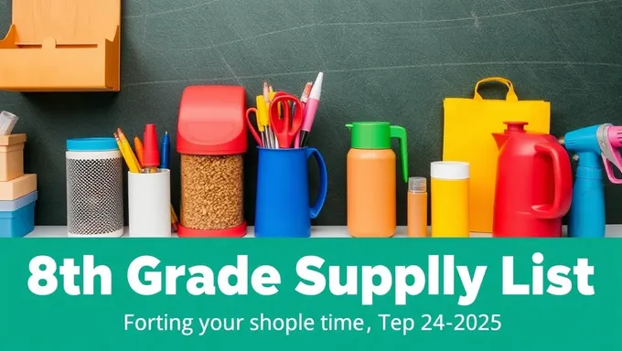 8th Grade School Supplies 2025-25 Required Items