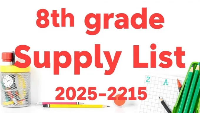 8th Grade School Supplies for 2025-25 Academic Year