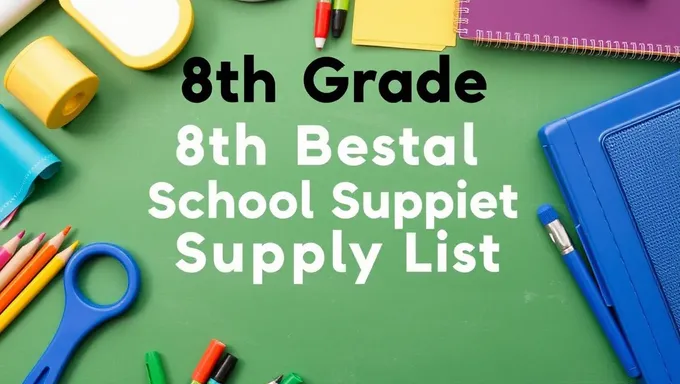 8th Grade School Supply List 2025-25 Back to School