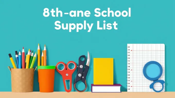 8th Grade School Supply List 2025-25 Checklist