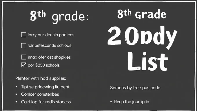 8th Grade School Supply List 2025-25 Online Resource