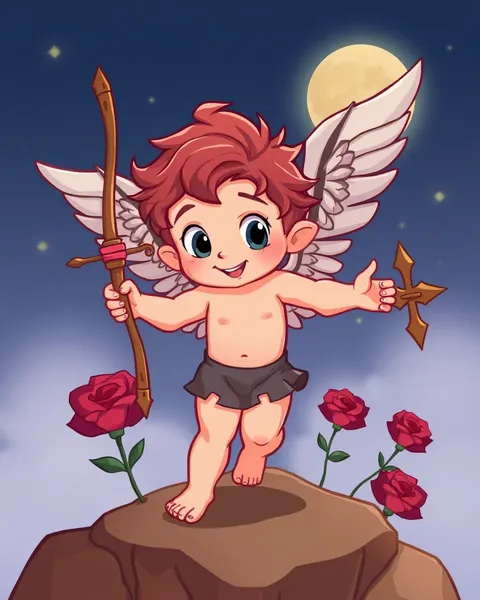 A Cartoon Picture of Cupid in Love