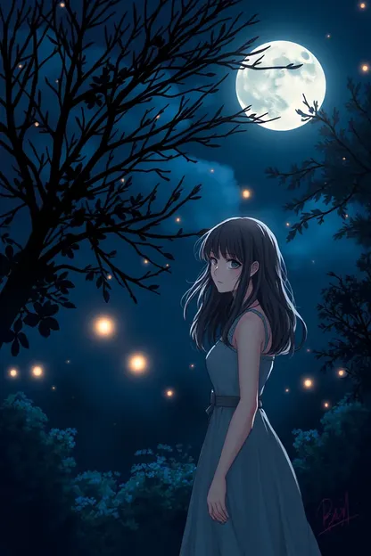 A Girl's Journey by Moonlight's Soft Radiance