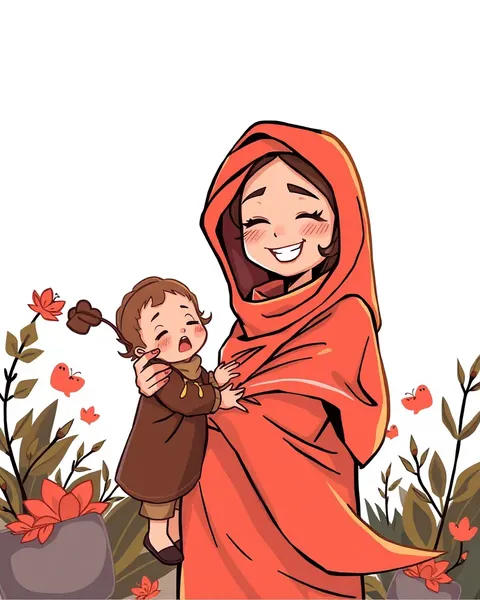 A Mother's Cartoon Picture in Color