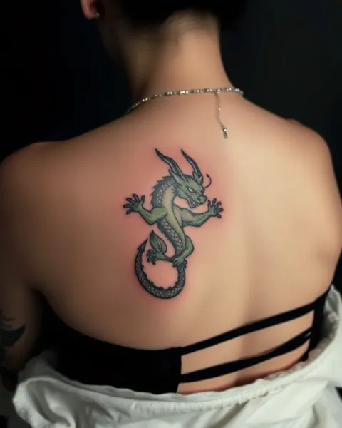 A Tiny Dragon Tattoo Design on Human Skin