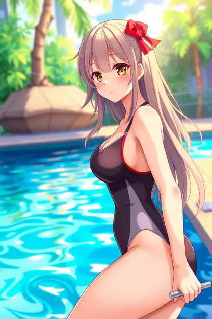 AI Anime Girl in Swim Suit Illustration