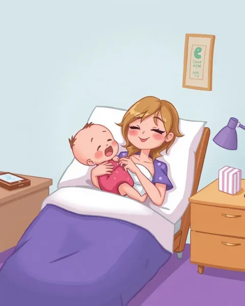 Adorable Breastfeeding Picture Cartoon Features Happy Mother and Baby