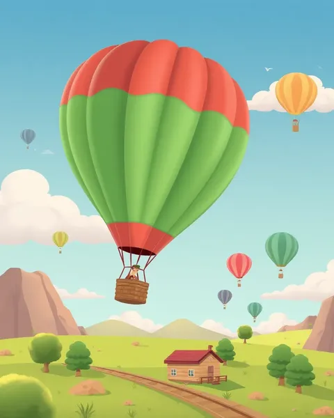 Air Balloon Cartoon Images in Colorful Style