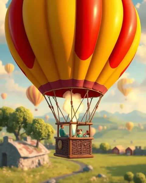 Air Balloon Cartoon Images in Dreamy Landscapes