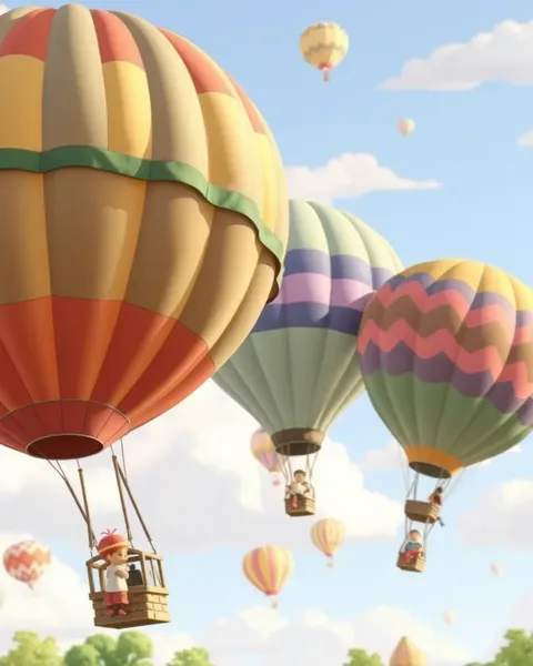 Air Balloon Cartoon Images in Whimsical Scenes