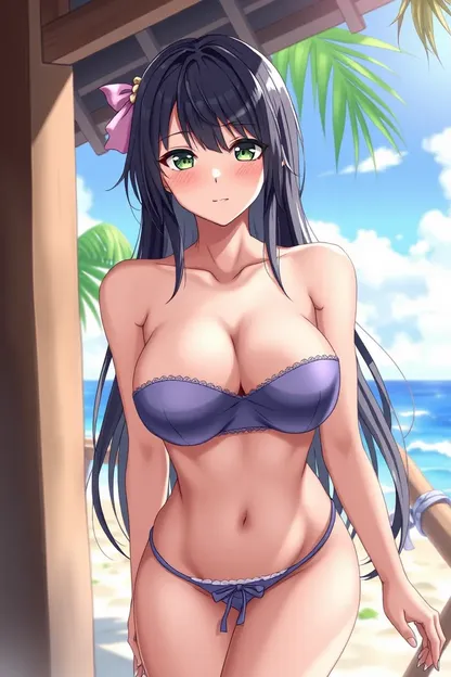 Anime Girl's Bikini and Tit Exposure Scene