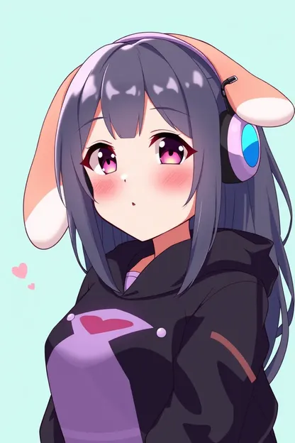 Anime Girl's Headphones Match Purple Hair Color