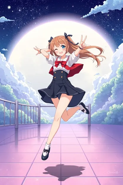 Anime Girl's Jump Pose in a Flash