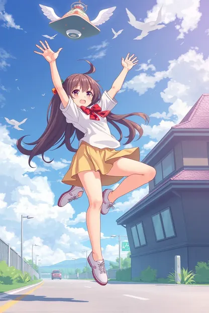 Anime Girl's Jumping Pose in a Flash