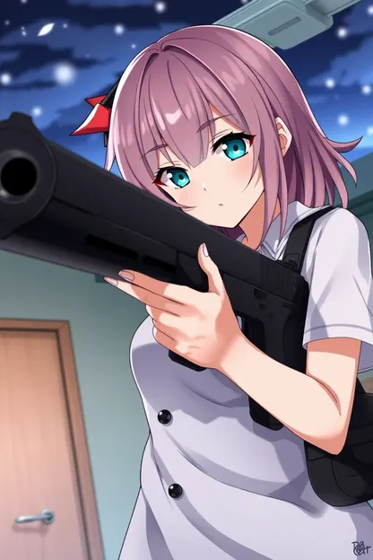 Anime Girl Holding Gun as Profile Picture Concept