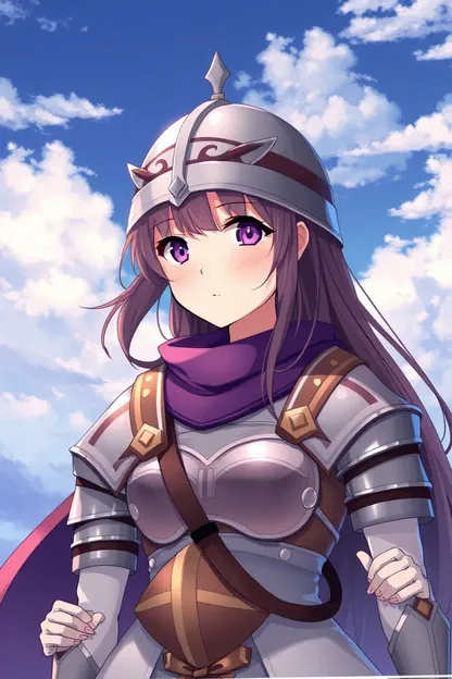 Anime Girl Wearing Sallet in Traditional Japanese