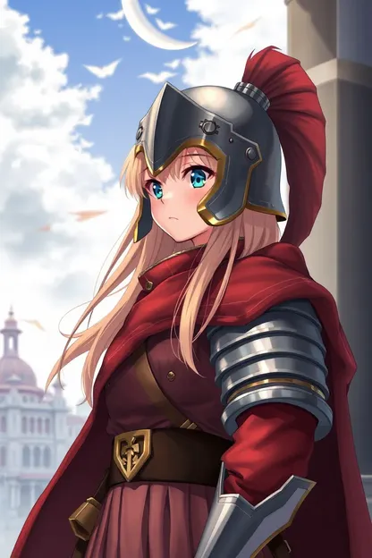 Anime Girl Wearing Sallet with Elegant Smile