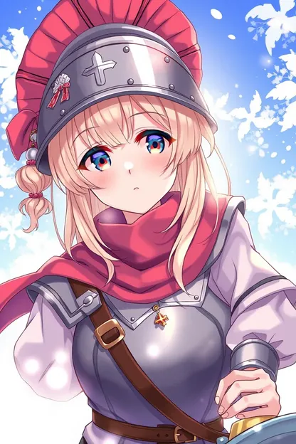 Anime Girl Wearing Sallet with Sword and Shield