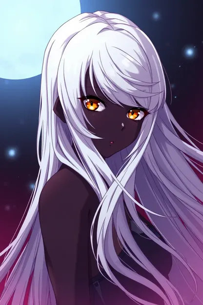 Anime Girl with Dark Skin and Long Hair