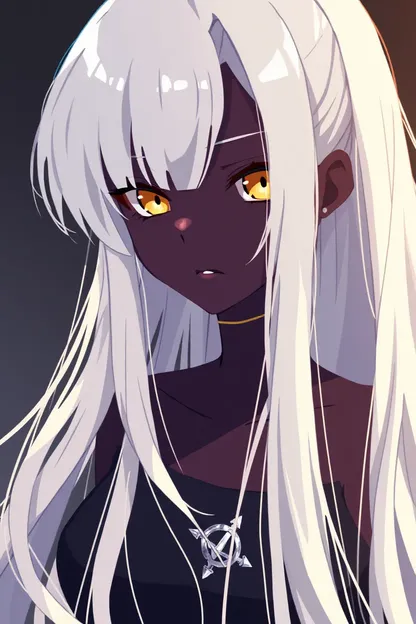 Anime Girl with Dark Skin and Unique Facial Features