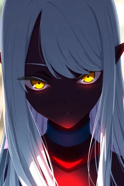 Anime Girl with Dark Skin and Yellow Eyes