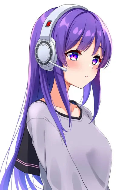 Anime Girl with Purple Hair and Headphones is Cool