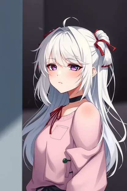 Anime Girl with White Hair Exudes Calm Serenity