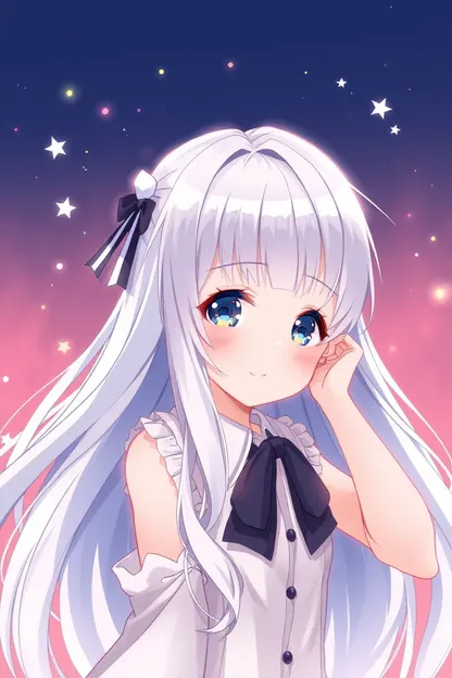 Anime Girl with White Hair Portrays Youthful Innocence