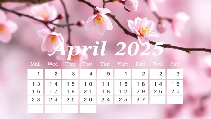 April 2025 Printable Calendar in PDF Format