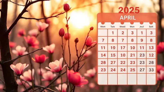 April Printable Calendar for the Year 2025